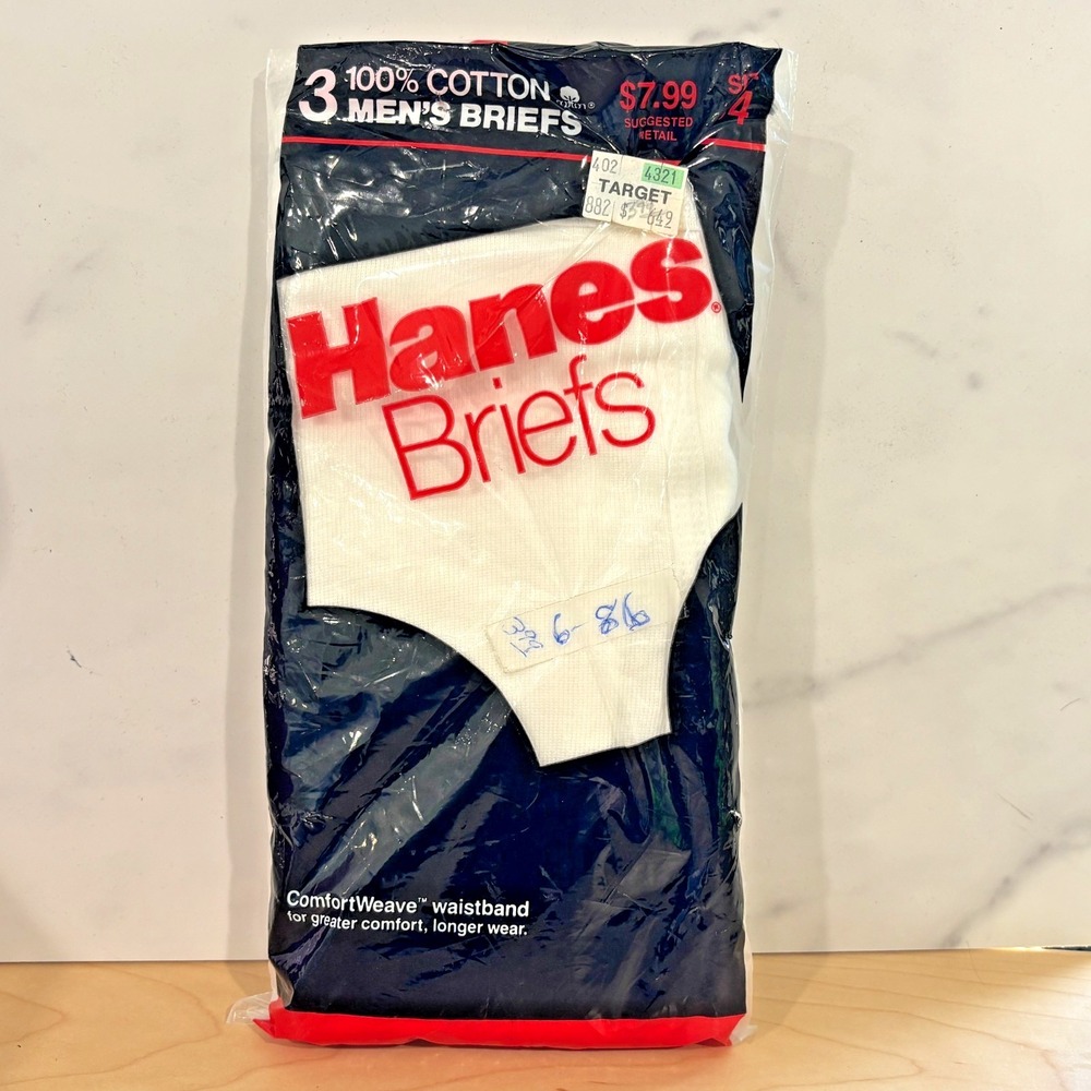 Vintage Hanes Mens Briefs Size 4 White 100% Cotton 3 Pack NOS USA Made